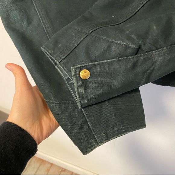 Vintage Carhartt Detroit Jacket Blanket Lined Forrest Green USA Mens 42R M / L - Picture 6 of 14